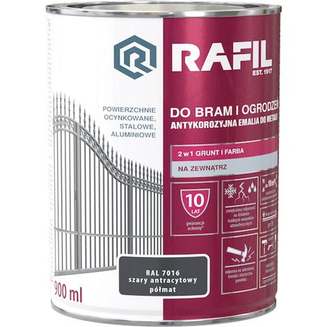 Vernice RAFIL per cancelli e recinzioni, grigio antracite semiopaco, 0,9L