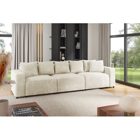 Sofa Designersofa Bigsofa MEGAN 3-Sitzer in Stoff Poso Creme (1/3)