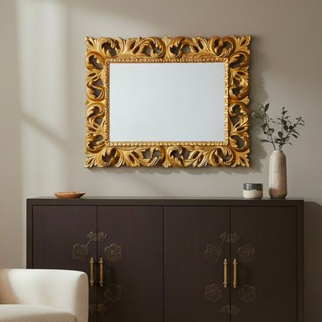 Specchiera Madrid con decoro in stile barocco oro (1/3)