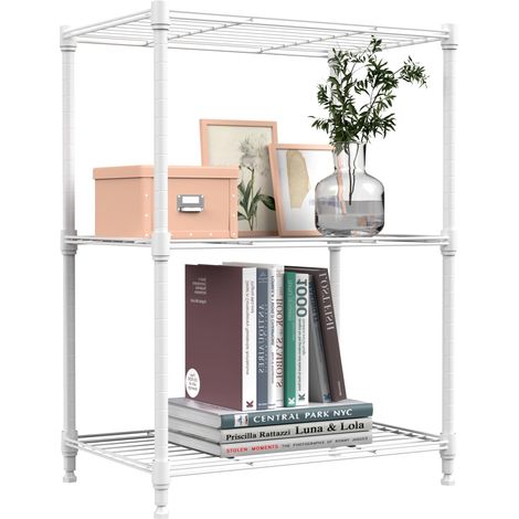 Étagère en métal à 3 niveaux jusqu'à 204,3 kg, étagère de rangement compacte pour cuisine, garde-manger, salle de bain, bureau et buanderie, blanc crème foncé, 30 x 45 x 67 cm (P x l x H) (1/5)