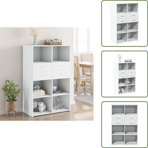 Buffet haut blanc 80x42,5x124 cm bois d'ingénierie - Buffet Design - Buffet Moderne - Buffet Blanc - Meuble Rangement - Commode (1/5)