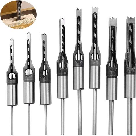 punte da trapano quadrate, punte da trapano per fori quadrati, punte da trapano per fori quadrati, pistone quadrato, apriscatole fai da te per trapano per lavorazione del legno 6 mm, 6,4 mm, 8 mm, 9,5 (1/5)