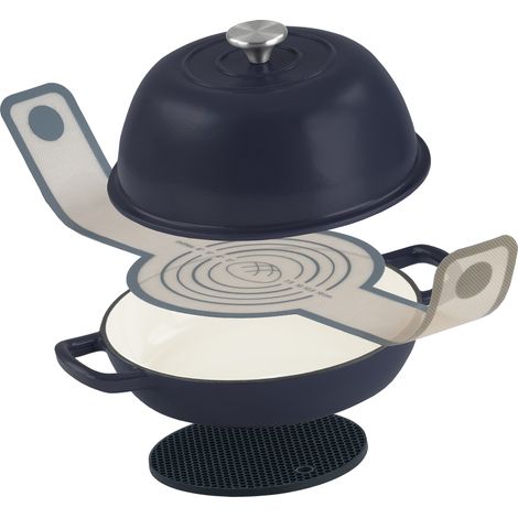 Mahlzeit Gusseisen Brottopf Set emailliert, 6,4 Liter, Blue Berry, mit Brotschlinge und Untersetzer (1/5)