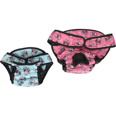 2 pièces Culottes Physiologiques pour Chien Douces et Respirantes, Langes Ajustables pour Chien (Rose Bleu S) (1/5)