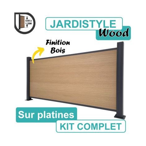 Cloture & Jardin – Kit clôture composite bois clair 1,8m – Poteaux aluminium gris anthracite – Écoconçue et imputrescible – Installation facile sur muret (1/4)