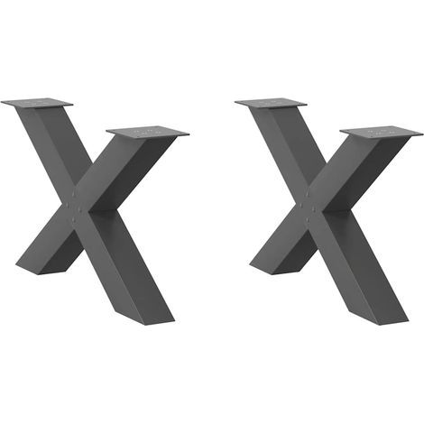 Couchtischbeine X-Form 2 Stk. Anthrazit 70x(42-43) cm Stahl (1/5)