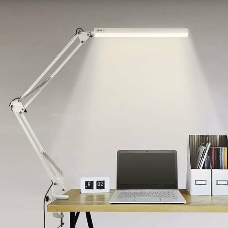 Lampe de Bureau LED, Lampe de Table Architecte Pliable avec Pince, 10 Niveaux de Luminosité X 3 Modes de Couleur, Lampe de table Réglable, Protection des Yeux, 5V/2A CE Adaptateur Incluse (1/3)