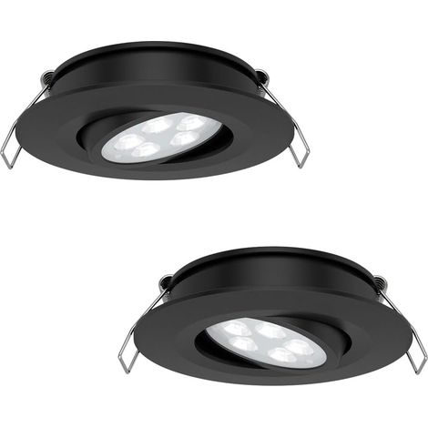 Spot Encastrable 12V LED Camping-car Angle de faisceau 35° Plafonnier Encastré Dimmable Éclairage pour Bateau Van Caravane 205lm 74mm, Aluminium complet Sans transformateur(Noir 3000K) (1/5)