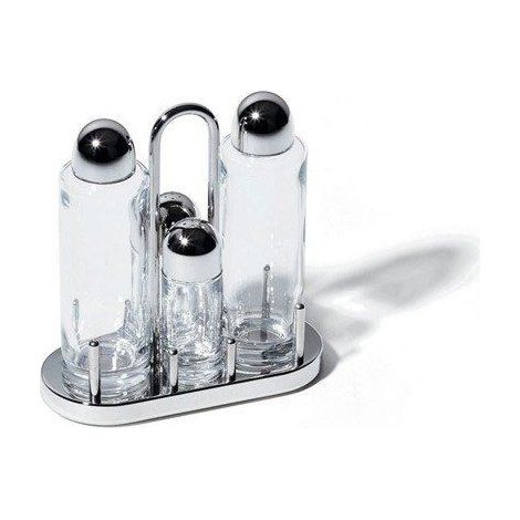 alessi Servicio de condimentos inox y transparente diseño minimalista
