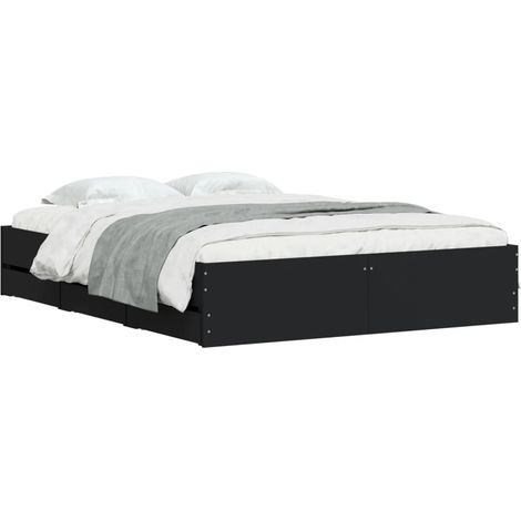Bed Frame with Drawers without Mattress Black 140x200 cm vidaXL