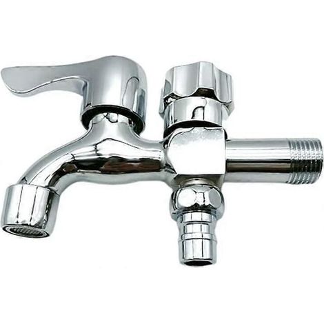 Robinet à double sortie, robinet de jardin à double sortie, robinet de sortie en alliage de haute qualité, robinet de jardin à double sortie de contrôle interface 1/2'' 1/2'' pour la maison
