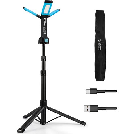 Projecteur de Chantier LED avec trépied, Lampe de Travail sans Fil avec Batterie 8000mAh, 700/1200/2200 lumens, 4000/6500 K, trépied télescopique 170cm et Sac de Transport (1/5)