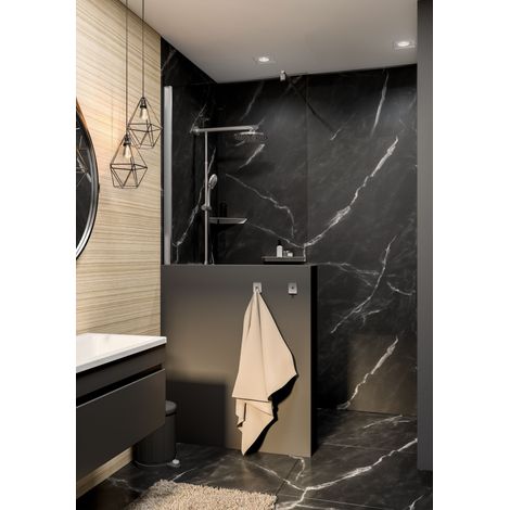 Schulte – Pare-baignoire fixe en verre 5 mm transparent – Dimensions 80 x 120 cm – Profilé chromé – Installation facile sur muret