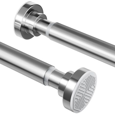 Tringle à rideau de douche sans perçage en acier inoxydable, 70 à 210 cm  Barre télescopique extensible - Antirouille et antidérapante - Barre de douche réglable, Idéale pour salle de bain, Argent (1/5)