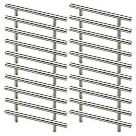 Stainless steel furniture handles, 20 pieces, kitchen cabinet handles, 128mm hole spacing, T-shaped brushed steel (1/4)