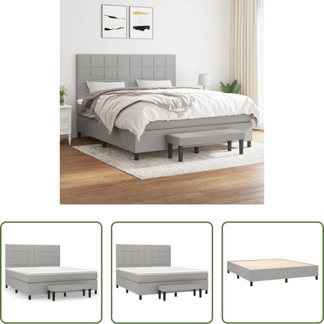 Matratze - Boxspringbett mit Matratze Hellgrau 180x200 cm Stoff (1/5)