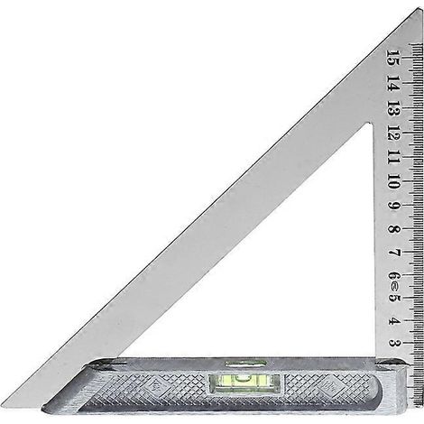 1 règle triangulaire 200 mm/150 mm, outil de mesure en alliage 90° avec repère horizontal pour le travail du bois