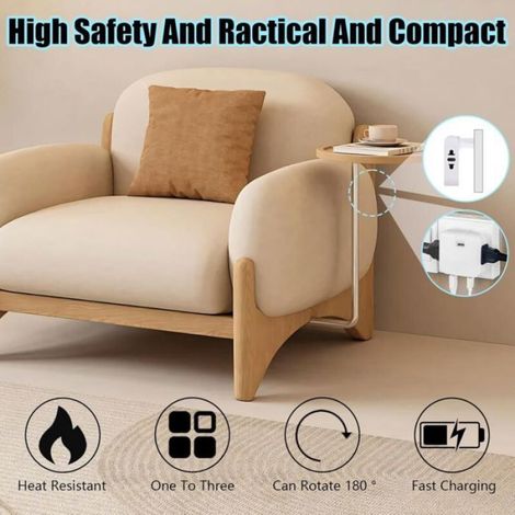 2 PCS Prise plate derrière meuble avec 2 prises 220 V, 1 port USB et 1 port Type-C, compatible avec connecteurs européens 220 V (1/5)