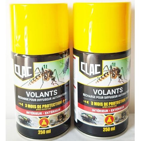 MOUCH'CLAC - Recharge Pyrèthre Anti Mouches & Anti Moustiques - Lot de 2 - Manuel ou pour diffuseur automatique