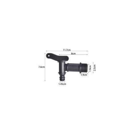 1000-Liter-Kunststoffhahn (3/4") für Regenwassertanks, IBC-Wasserspeicherbox-Adapter mit Kontermutter und Hahnanschluss (2 Stück) - Crezuo
