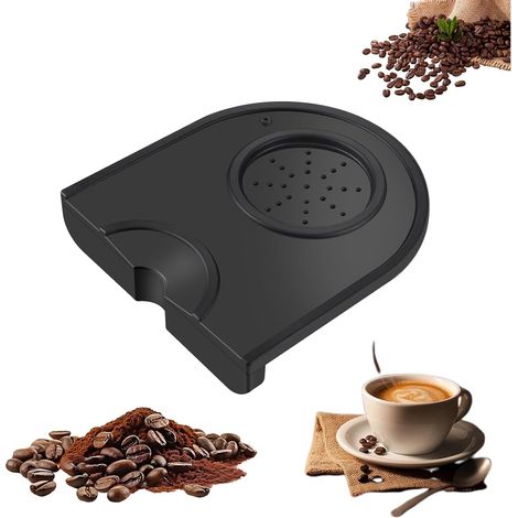 Tapis de Tamping pour Expresso en Silicone Noir - Antidérapant, Étanche et Protecteur - Accessoire Barista Professionnel pour Une Préparation Café Stable et Propre (S-Ovale) (1/5)