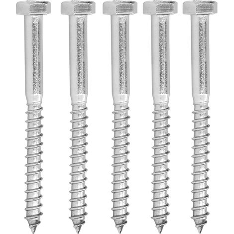 Vis à bois autotaraudeuses en acier inoxydable 304, boulons semi-filetés M8x90 mm (1/5)