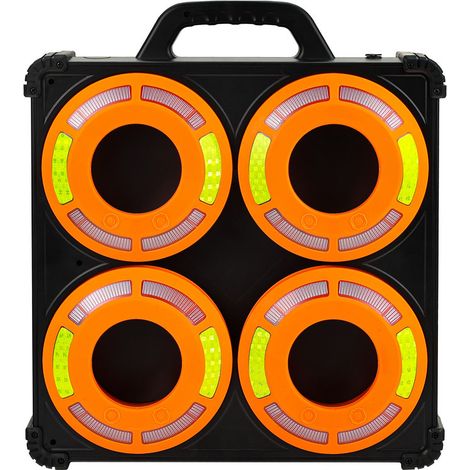 LED-360° Signalleuchten-Set für Verkehrsleitkegel im Koffer