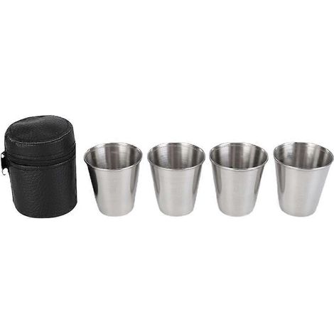Set Edelstahl-Schnapsgläser mit Deckel, rostfreie Schnapsgläser für den Außenbereich-5.6X5.2X5.2CM-Silver (1/4)