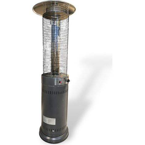 Stufa a gas gpl da esterno patio glass grigia 13Kw con tubo in vetro e accensione ad impulso H180 cm small