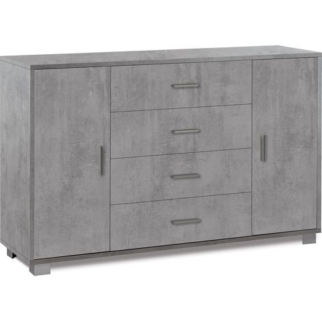 Mobile 2 Ante 4 Cassetti 136x86x41 cm Cemento (1/2)