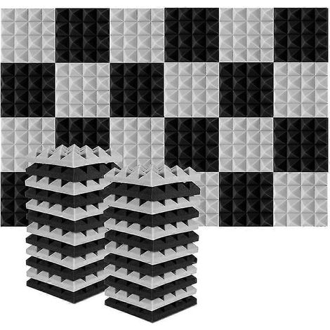 Lot de 24 pyramides en mousse acoustique insonorisante de 25 x 25 x 5 cm pour studio, traitement d'absorption acoustique (1/5)