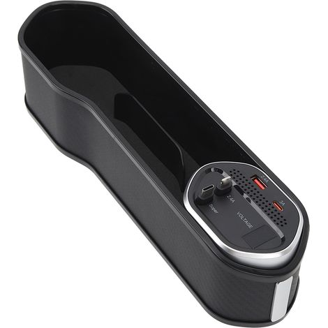 Espaceur de siège auto avec chargeur DC12-24V, organiseur latéral pour console, rangement universel pour voiture, boîte de stockage (1/5)
