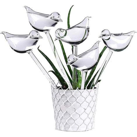 5LOT Arrosage Automatique En Verre, Abreuvoir De Plantes Globes En Forme D'oiseau Transparent Pour Plantes D'intérieur Jardin Stakes Fleurs (1/5)