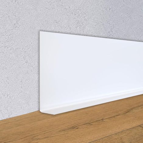 Plinthe souple en PVC - 100 x 12 mm - Bande de sol autocollante et flexible - Passage de sol - Pour cuisine et salle de bain - Blanc - 6 m x 10 cm (1/5)