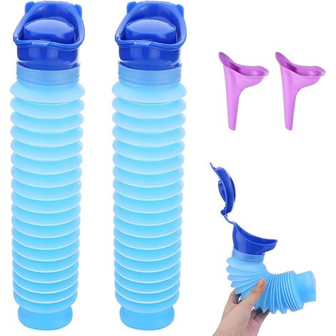 2 Pack Emergency Portable Urinal, Retractable Urinal, Men Women Portable Mini Toilet Camping Urinal Reusable Urine Bottle for Camping Hiking (1/5)