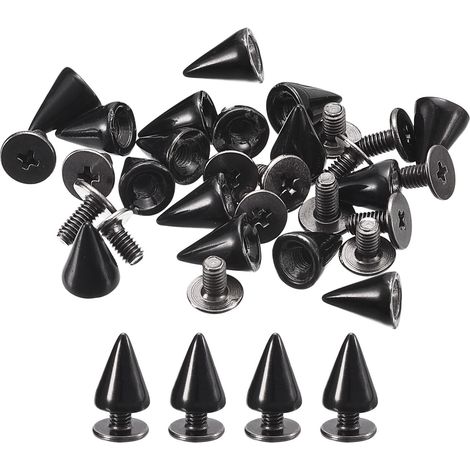 20Ensemble Cône Pointes Clous 7x10mm Métal Vis Arrière Rivet Noir (1/5)