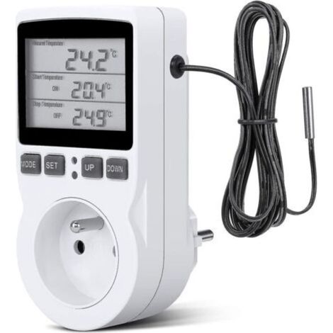 Pr Digital Temperature Controller, Heating Cooling Thermostat Socket LCD Temperature Controller, 230v for Greenhouse Farm Temperature Controller/Terrarium Thermostat(Socket) (1/5)