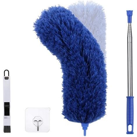 Plumeau Poussière,Plumeau Télescopique,Plumeau Microfibre avec Poignée en Acier Inoxydable,Bleu Foncé Plumeau Lavable Parfait pour Éliminer la Poussière chez Vous ou dans Votre Voiture (1/5)