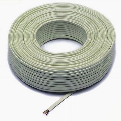 Trade Shop - Matassa Da 100mt Cavo Telefonico 4c Piatto Con Rivestimento Colore Avorio 31424 - (1/3)