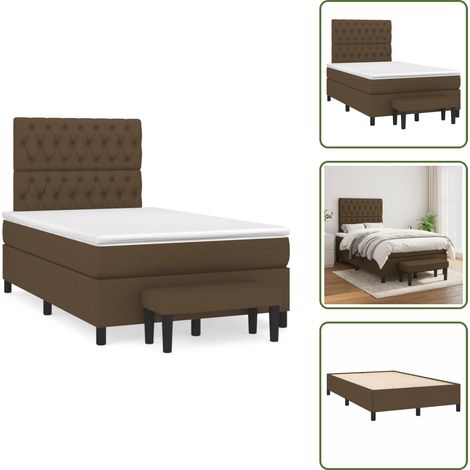 Tête de lit réglable - vidaXL Sommier à lattes de lit et matelas marron foncé 120x190cm tissu - Banc multifonctionnel (1/5)