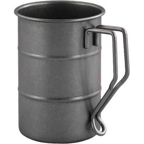 Chope à bière rétro industrielle de 350 ml (12 oz) en acier inoxydable 304, aspect vieilli, idéale pour le camping et les activités de plein air. (1/4)