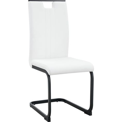 Set di 2 sedie da pranzo bianche in PU, design curvo moderno (1/5)