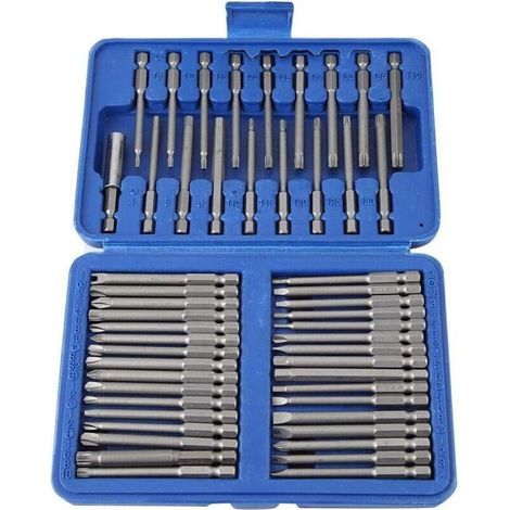 Set of 50 electric screwdriver bits, including Phillips, flathead, Torx and special-shaped screwdrivers (1/4)