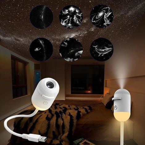 Projecteur galaxie 2 en 1 avec films, veilleuse spatiale USB 360°, portable (6) (1/5)