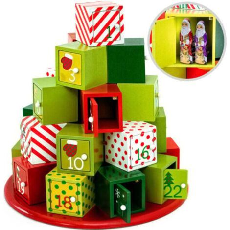Calendrier de l'Avent auto-remplissable à 24 portes, durable et réutilisable, adapté aux enfants (filles/garçons), calendrier de Noël à faire soi-même, décoration en bois, calendrier de l'Avent rond. (1/5)