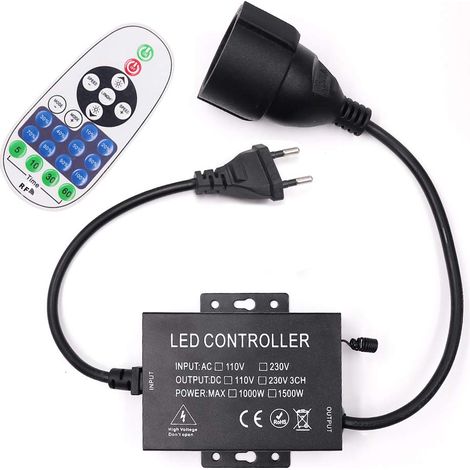 Variateur universel 220V, télécommande RF 23 touches + contrôleur 1500W, Modèle général pour bande LED 220V / Ampoules LED/Lumière artificielle (1/5)