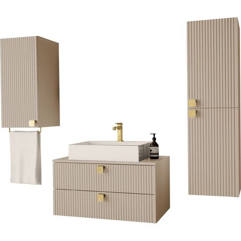 Ensemble de salle de bain Panium II, Brun clair