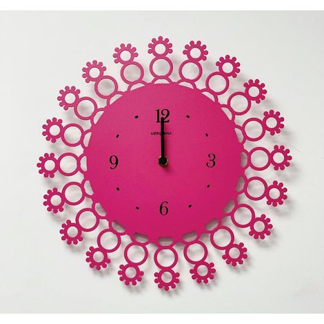 Orologio da Parete in Metallo Decoro Fiorellini Magenta 32 cm (1/2)