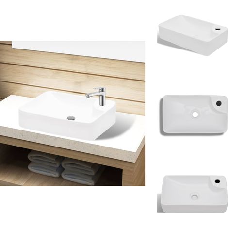 Keramik Waschbecken mit Hahnloch weiß - Waschbecken - Keramik Waschbecken - Weiße Waschbecken - Badezimmer Waschbecken - Aufputz Waschen (1/5)