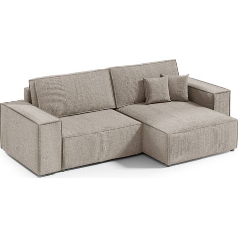3-Sitzer-Wende-Ecksofa mit Truhe Isaac Mini Cord Taupe